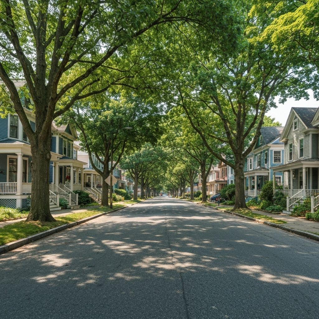 Tree-lined streets with mature canopy